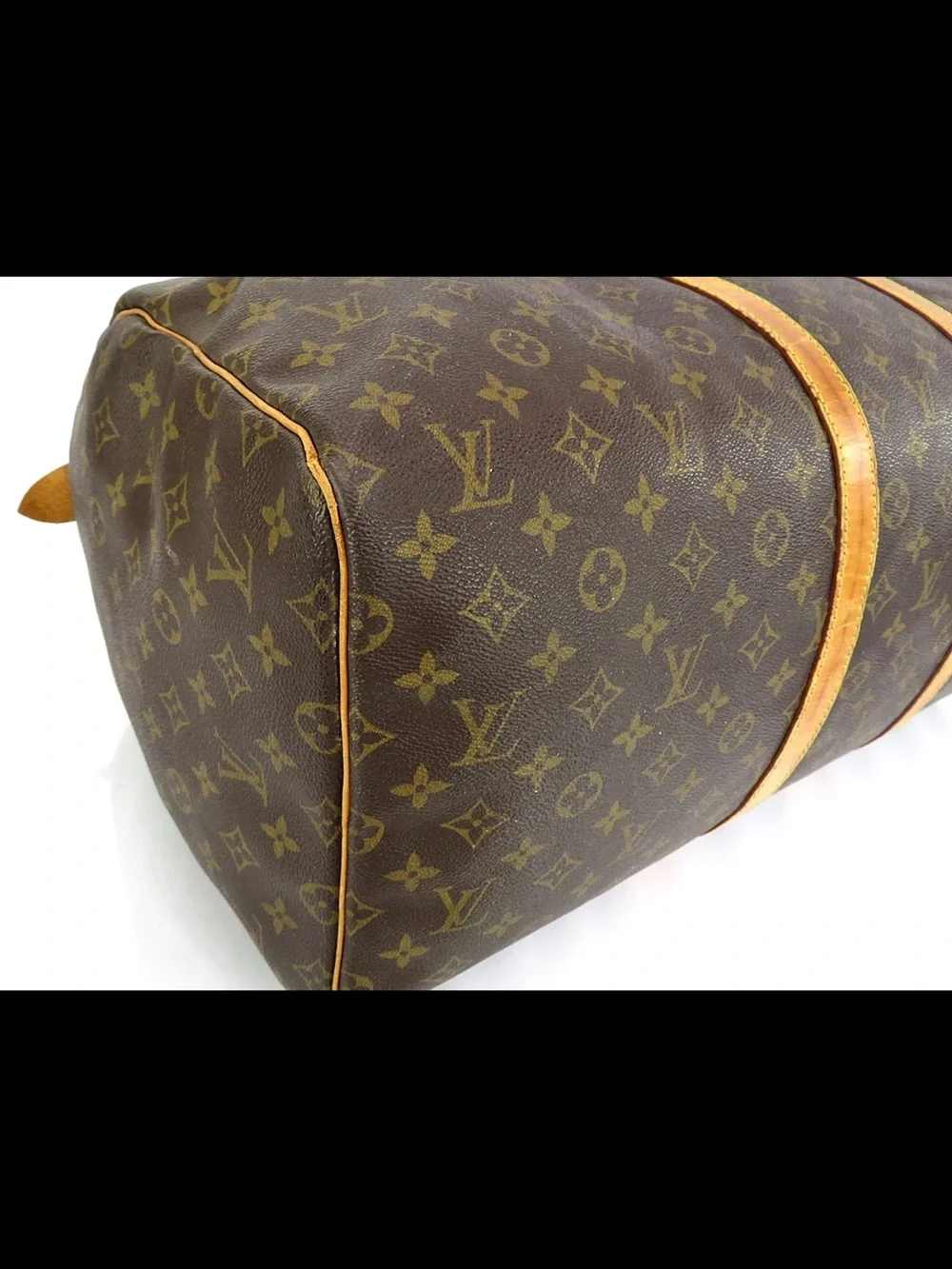Louis Vuitton Brown Monogram Duffel Bag with Tan Trim